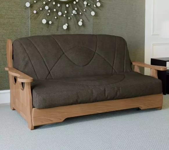sofás de madera: a partir de una matriz de pino y haya, los modelos en el marco y de madera con espalda, plegable sofás angulares y rectos unprofinal 9023_31