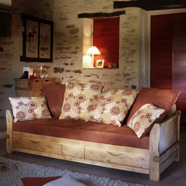 sofás de madera: a partir de una matriz de pino y haya, los modelos en el marco y de madera con espalda, plegable sofás angulares y rectos unprofinal 9023_66