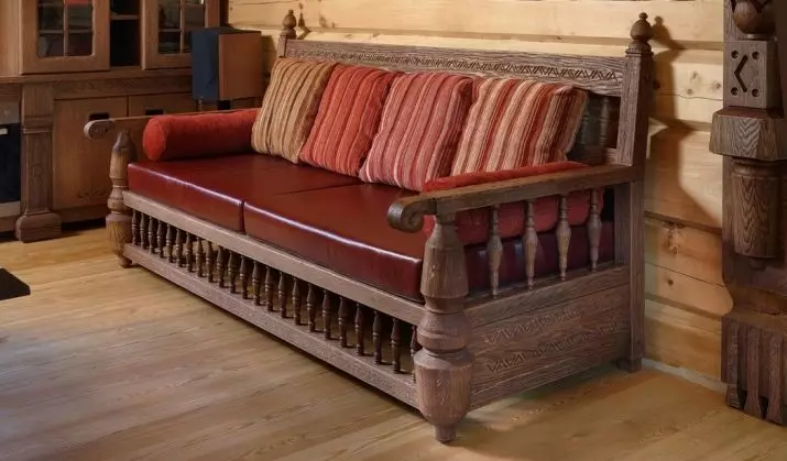Ξύλινο καναπέδες: από μια σειρά από πεύκα και οξιάς, τα μοντέλα σε σκελετό και ξύλινα με την πλάτη, πτυσσόμενα γωνιακή και ευθεία unprofinal καναπέδες 9023_72