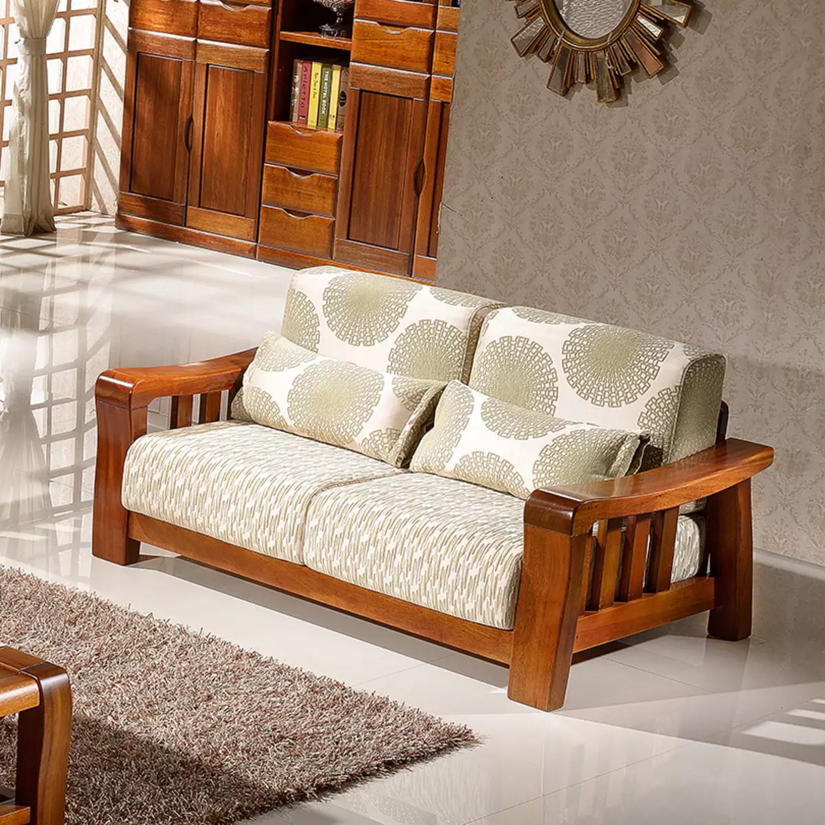 sofás de madera: a partir de una matriz de pino y haya, los modelos en el marco y de madera con espalda, plegable sofás angulares y rectos unprofinal 9023_8