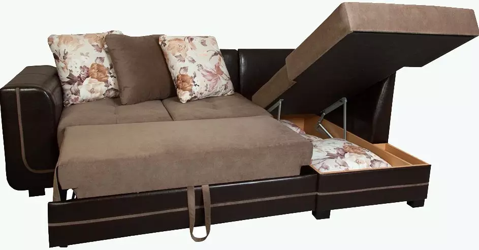 Hjørne sofaer med delfin mekanisme: en sovesofa med et stort soveplass og uten armlener, i stil med moderne og andre 9028_13