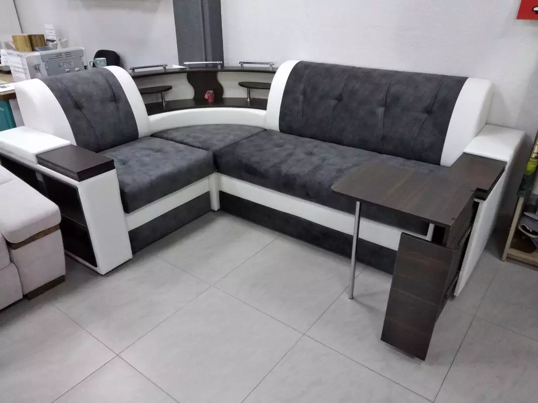 Kaum sofas nrog Dolphin Mechanism: Lub rooj zaum txaj nrog lub qhov chaw pw thiab tsis muaj armrests, hauv cov style ntawm niaj hnub thiab lwm yam 9028_17