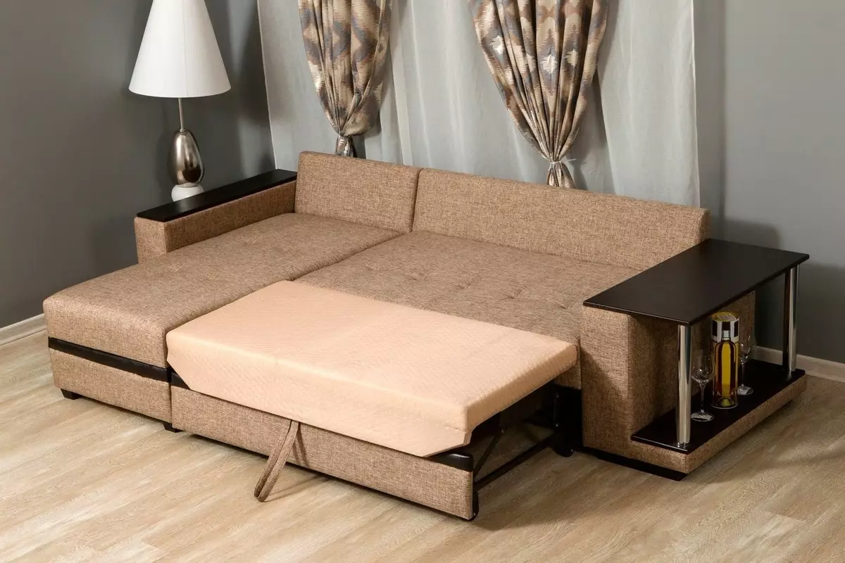 Hjørne sofaer med delfin mekanisme: en sovesofa med et stort soveplass og uten armlener, i stil med moderne og andre 9028_18