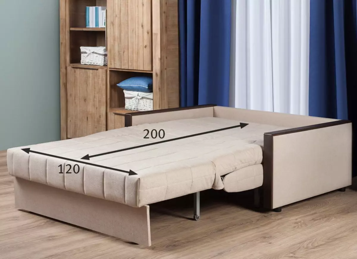 Dvojité pohovky: Recenze Double Skládání modelů s jedním a dvěma oddělenými ložnicemi, rozměry rovných a rohových pohovek s krabicí pro ložní prádlo 9037_36