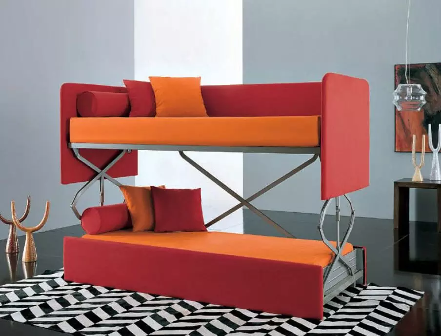 Sofa Transformer in einem Etagenbett: Wählen Sie einen zweistöckigen Transformator für ein kleines Wohnung 9041_10