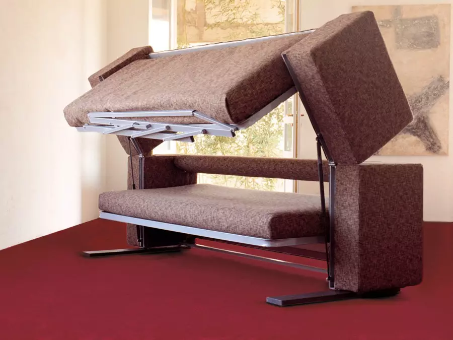 Transformador de sofá en una litera: elija un transformador de dos pisos para un apartamento de tamaño pequeño 9041_17