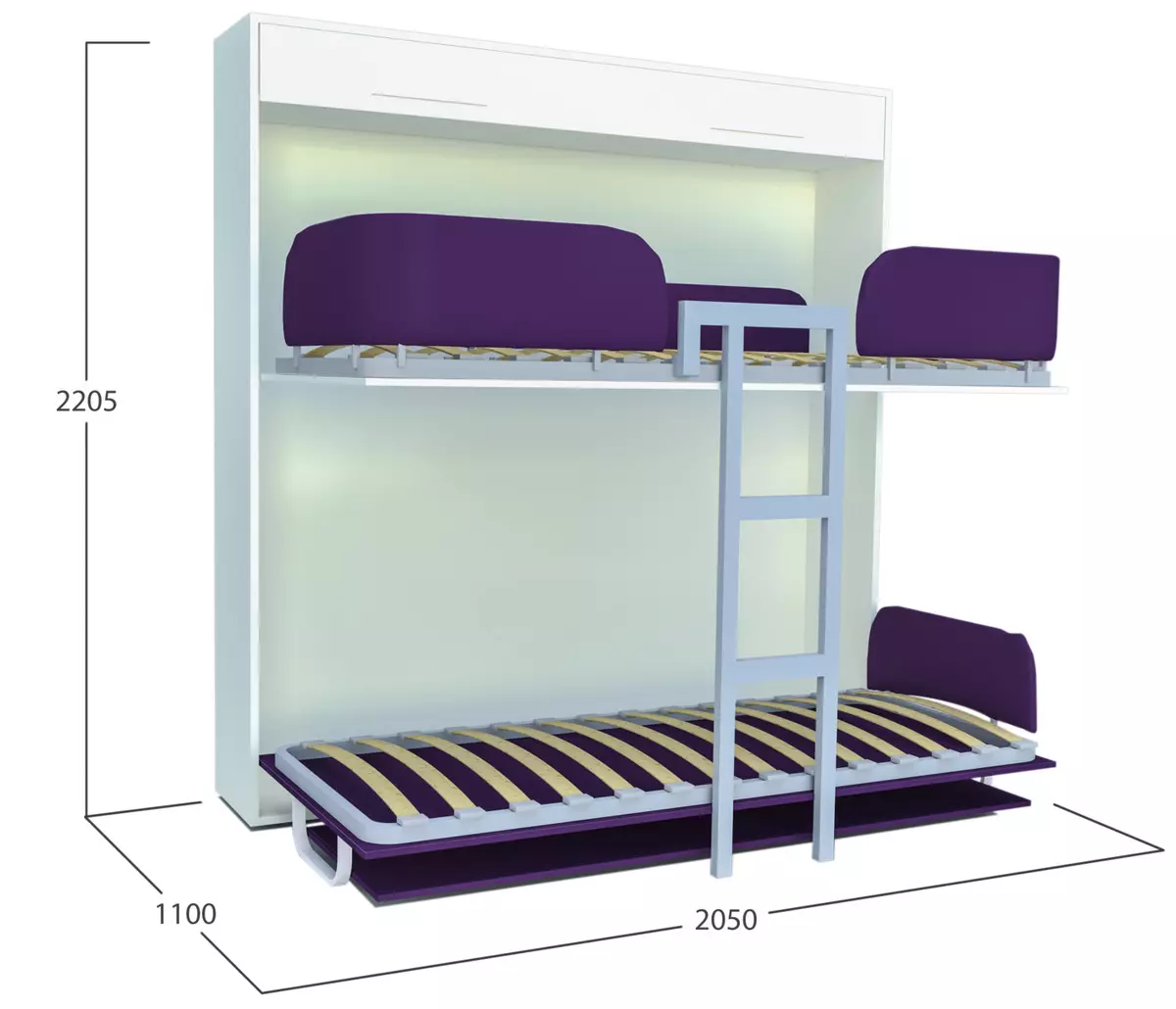 Sofa trafo bunki voodi: valige väikese suurusega korteri kahekorruseline trafo 9041_39
