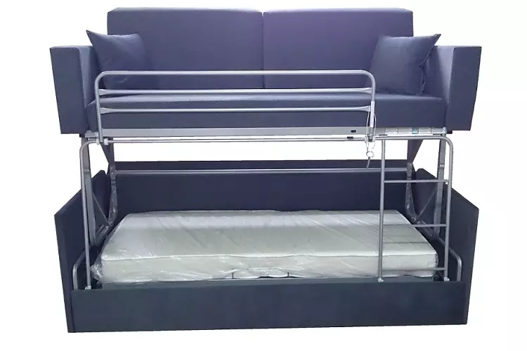 Transformer sofa ing amben bunk: Pilih transformer rong tingkat kanggo apartemen ukuran cilik 9041_44