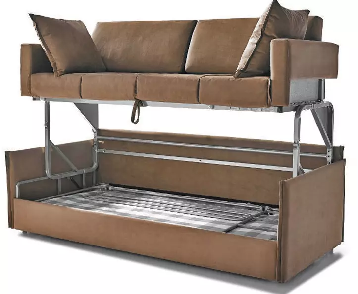 Sofa Transformer ao am-pandriana bunk: Misafidiana transformer roa misy trano roa ho an'ny trano kely iray 9041_45