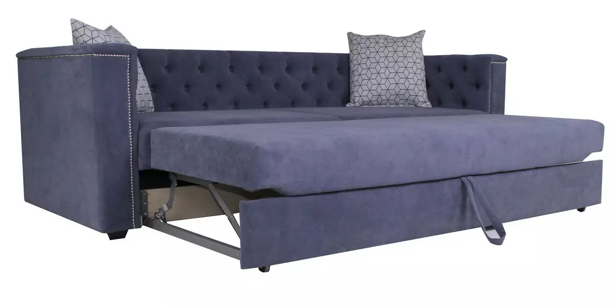 Folding dobbel sofa: Velg en sengstransformator seng, glidende og med en løftemekanisme 9046_14