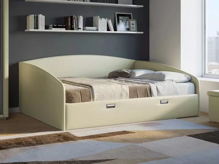 Folding Double Sofa: Pumili ng bed-transpormer bed, sliding at may mekanismo ng pag-aangat 9046_25
