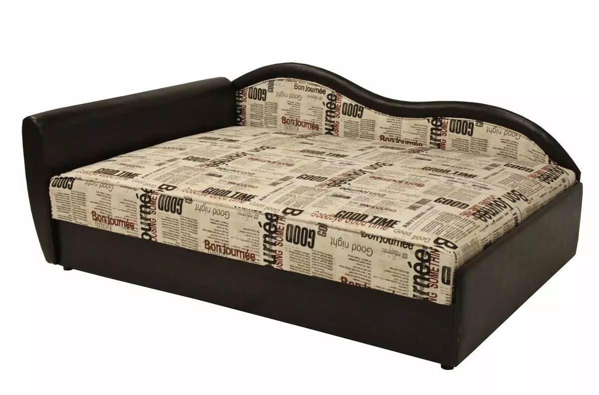 Folding Double Sofa: Pumili ng bed-transpormer bed, sliding at may mekanismo ng pag-aangat 9046_5