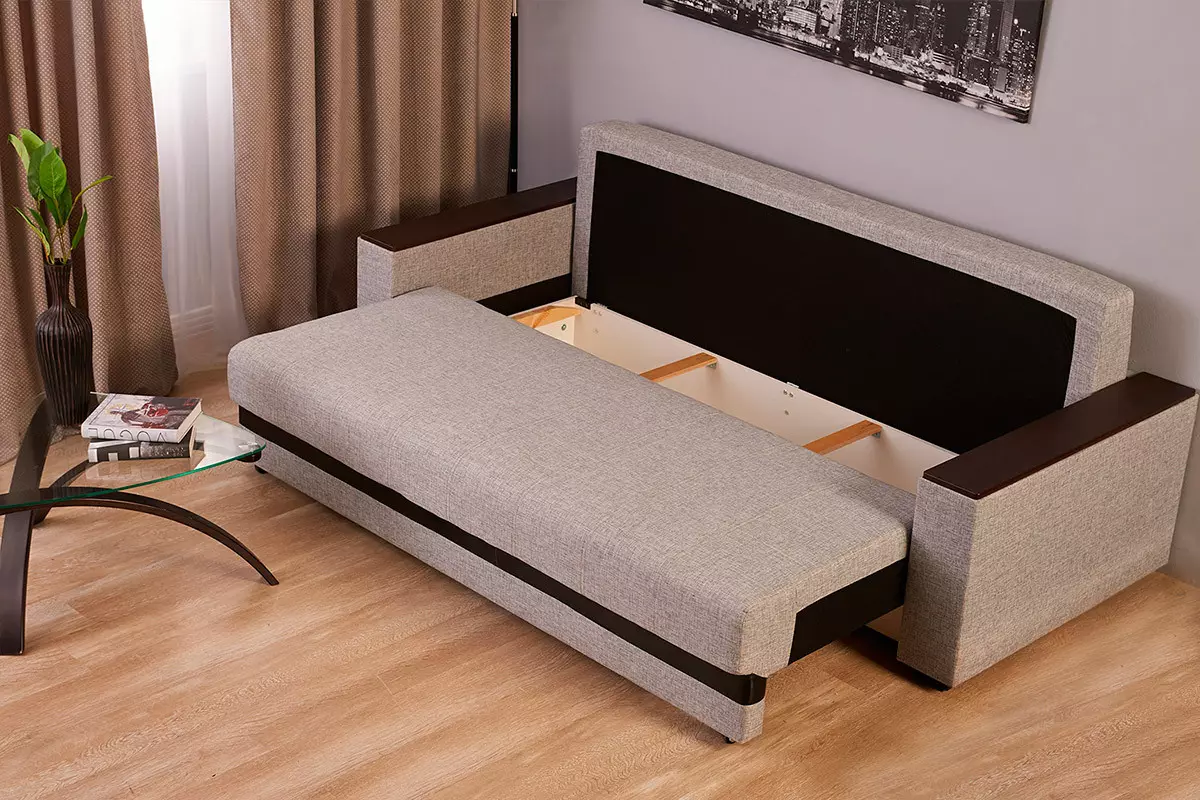 Den bästa soffan omvandlingsmekanismen för daglig användning: Hur man väljer en soffa för sömn? Den mest tillförlitliga och bekväma mekanismen för varje dag. Granska recensioner 9059_10