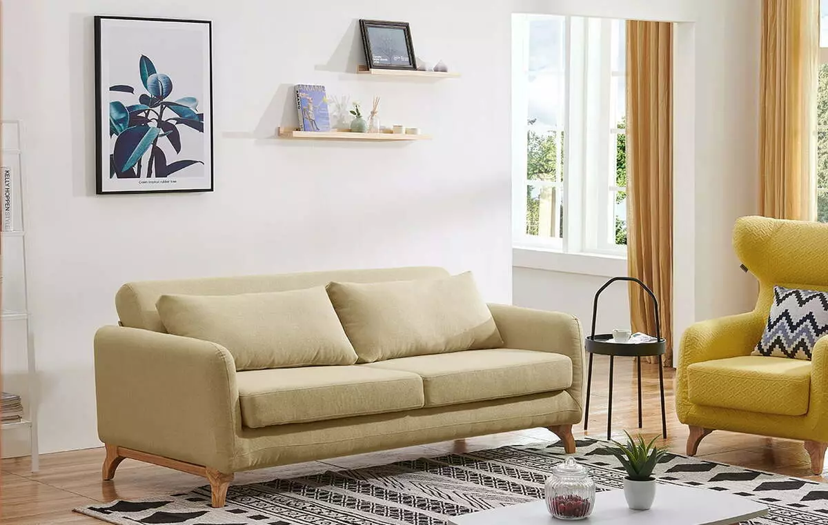 Ghế sofa màu vàng (73 ảnh): Ví dụ trong nội thất. Góc và giường sofa, nhỏ và gấp, mô hình màu xám, xanh và đen và vàng 9077_40