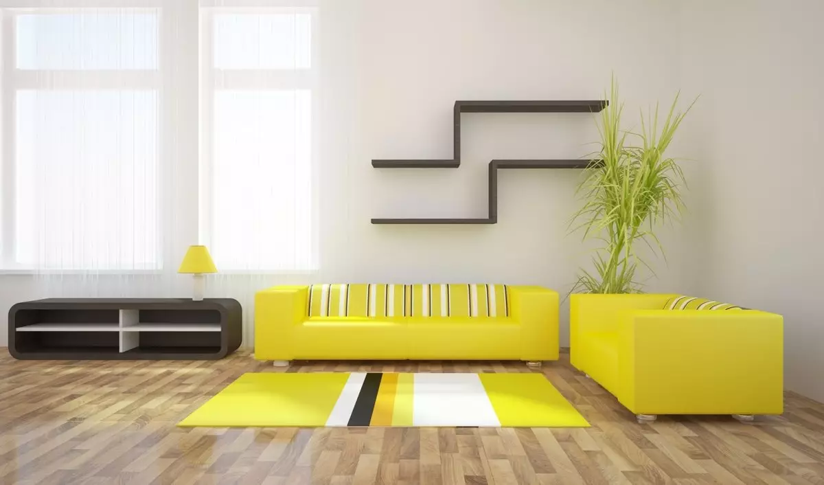 Ghế sofa màu vàng (73 ảnh): Ví dụ trong nội thất. Góc và giường sofa, nhỏ và gấp, mô hình màu xám, xanh và đen và vàng 9077_45