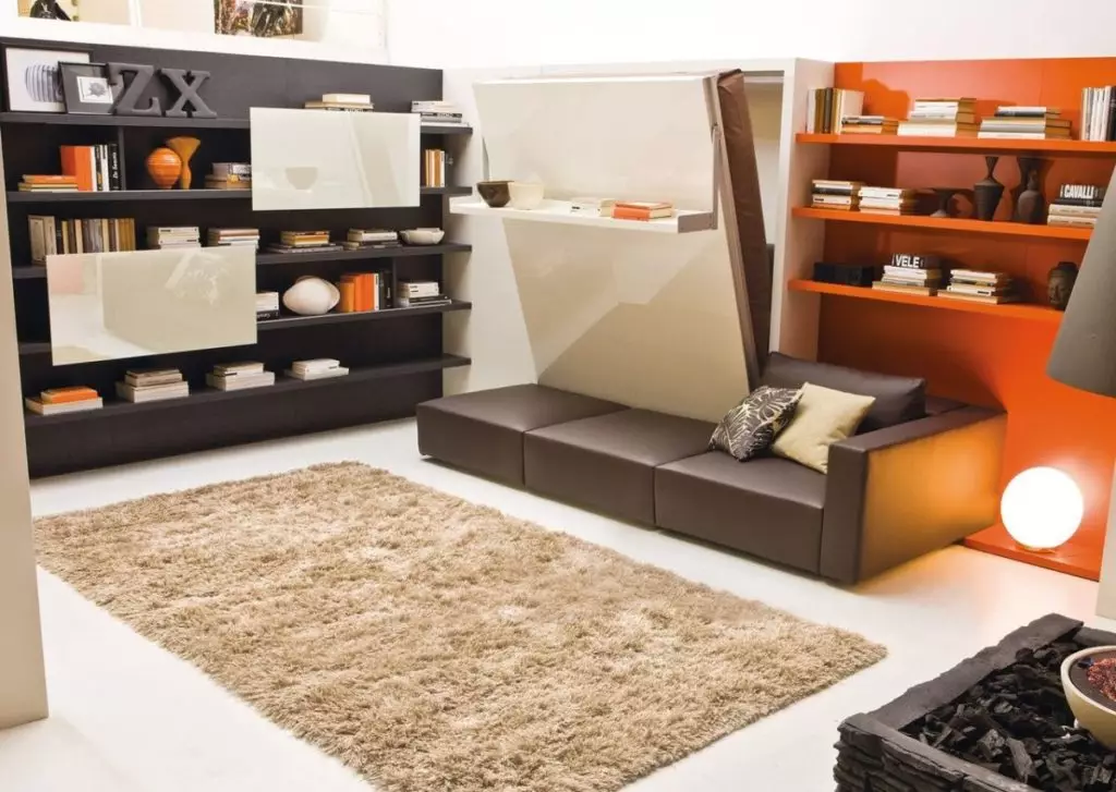 Трансформаторни дивани за маломерен апартамент (49 снимки): Най-добрите модели за една малка стая, преглед на ъглови, преки и модулни дивани, техните механизми и размери на трансформация 9079_15