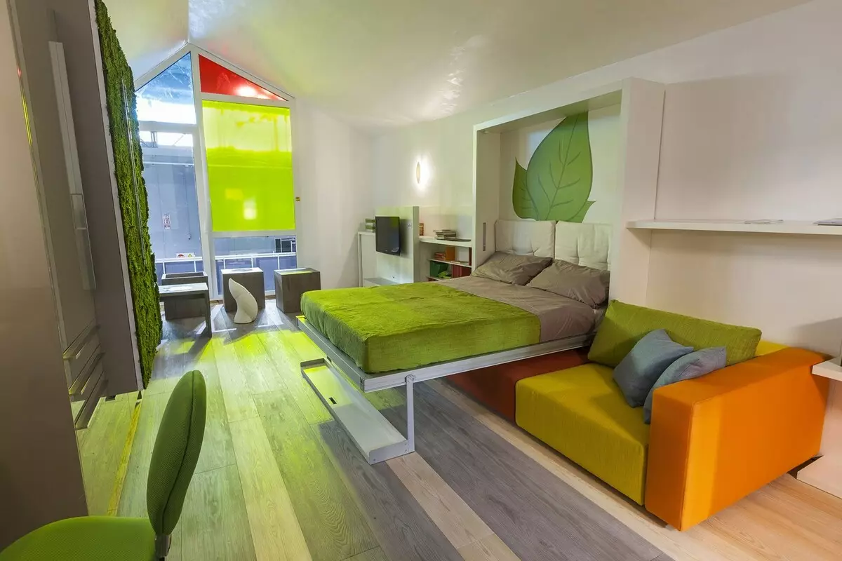 Трансформаторни дивани за маломерен апартамент (49 снимки): Най-добрите модели за една малка стая, преглед на ъглови, преки и модулни дивани, техните механизми и размери на трансформация 9079_17