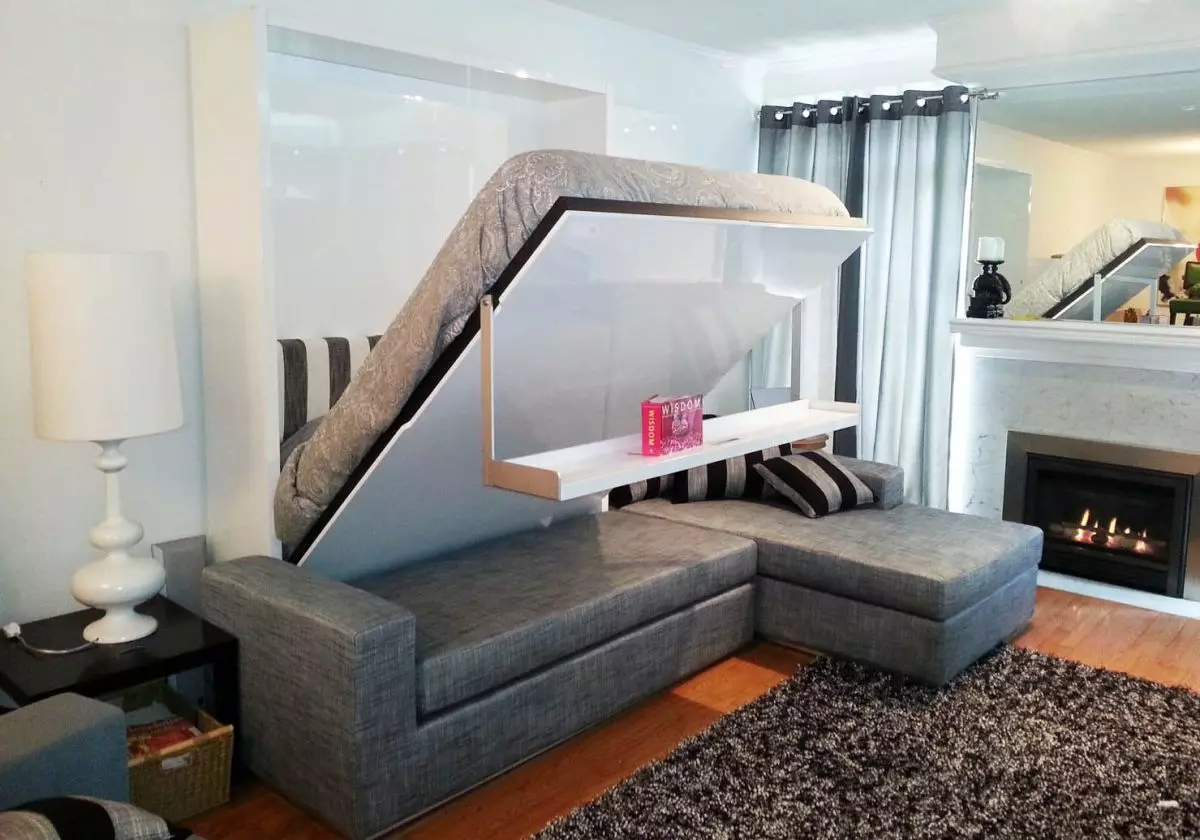 Трансформаторни дивани за маломерен апартамент (49 снимки): Най-добрите модели за една малка стая, преглед на ъглови, преки и модулни дивани, техните механизми и размери на трансформация 9079_19
