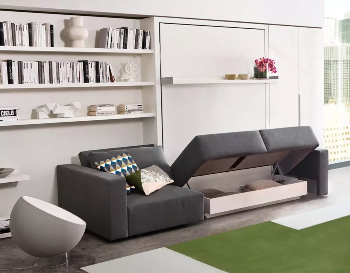 Трансформаторни дивани за маломерен апартамент (49 снимки): Най-добрите модели за една малка стая, преглед на ъглови, преки и модулни дивани, техните механизми и размери на трансформация 9079_3