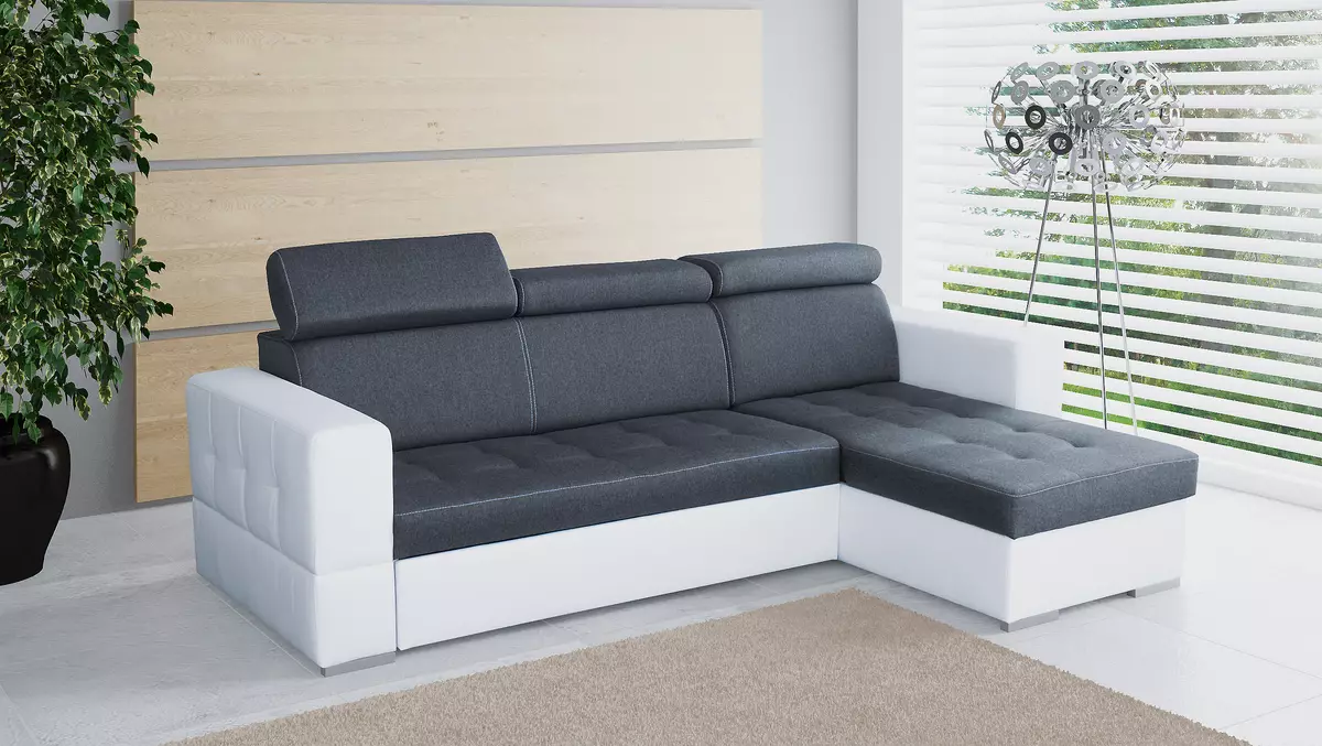 De tipo esquina plegable sofás dobles: visión general de los modelos de doble convenientes y con dos camas, su tamaño y la selección 9082_19