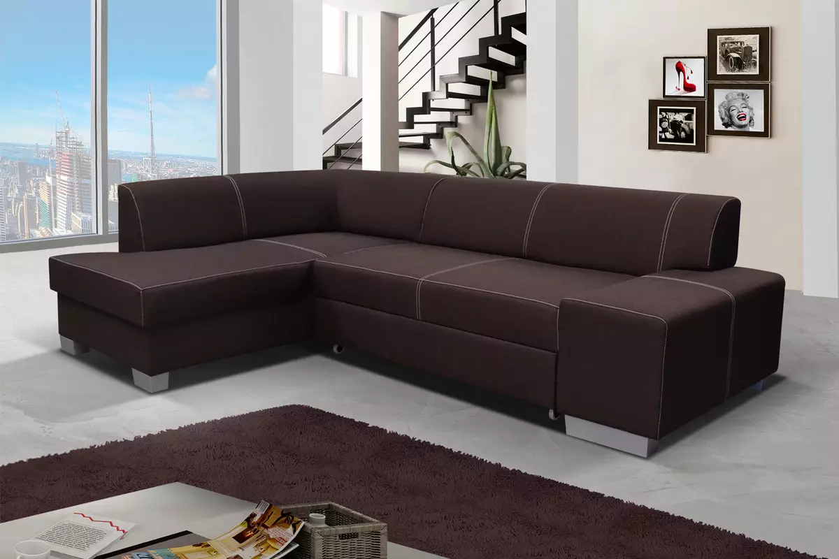 Corner-Type Folding Double Sofas: Oversikt over praktiske dobbeltmodeller og med to senger, deres størrelse og utvalg 9082_23