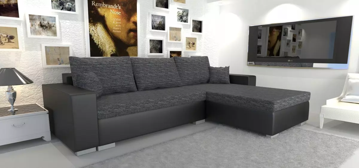 Corner-Type Folding Double Sofas: Översikt över bekväma dubbla modeller och med två sängar, deras storlek och urval 9082_9
