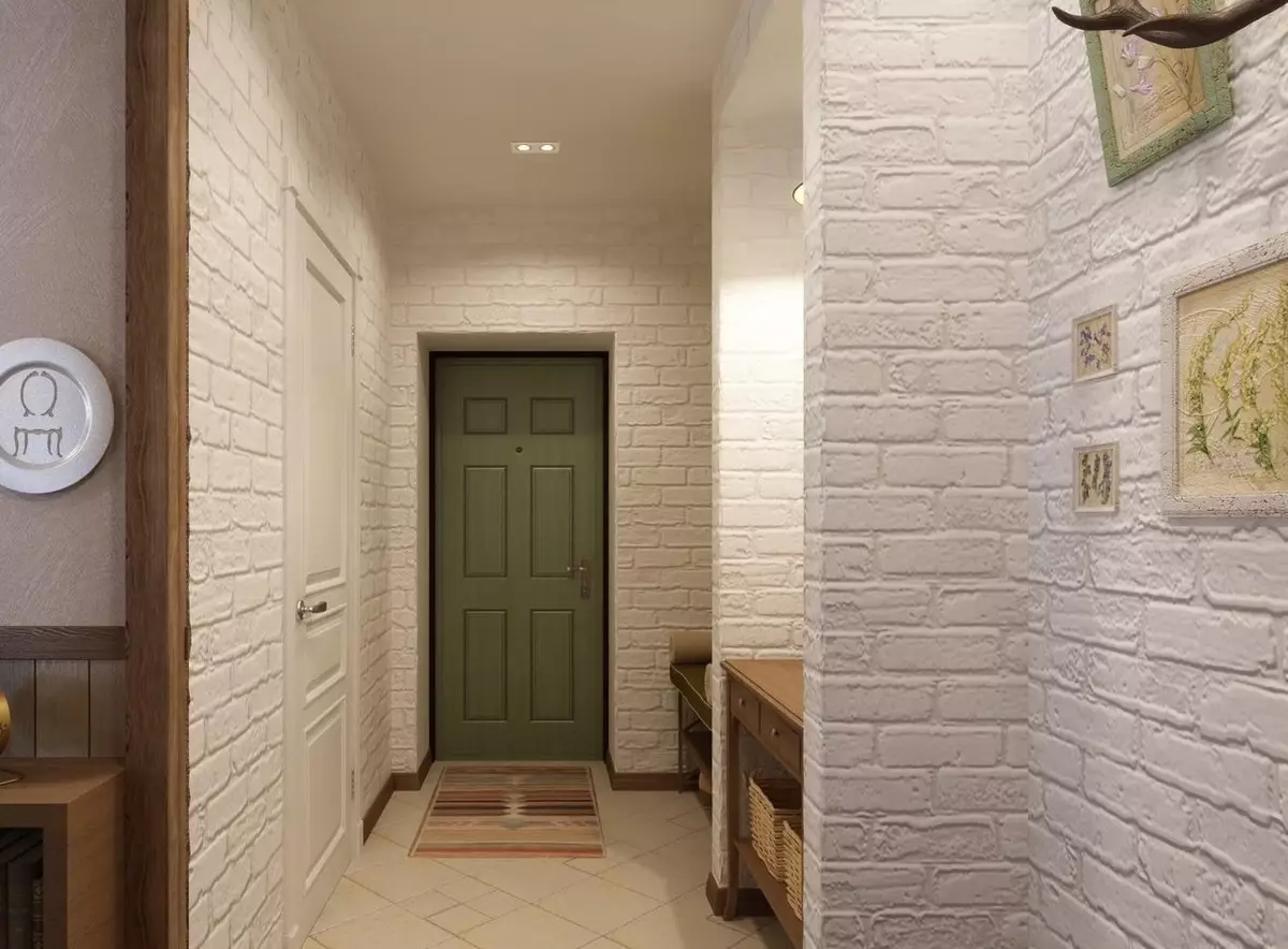 Hall de entrada em estilo loft (76 fotos): cabide e móveis no interior de um pequeno corredor, um design corredor com uma parede de tijolos, escolher um banco e roupeiros 9088_35