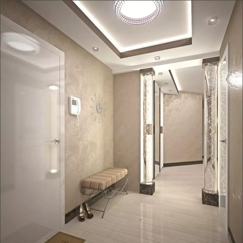 Moderan pultahan hall: modernong design ug Corridor finishing mga kapilian 9090_37
