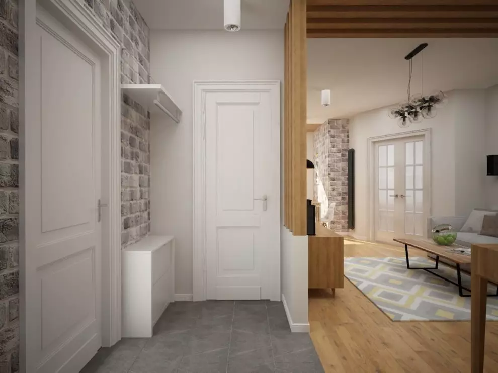 Hallway-vardagsrum (78 bilder): Design vardagsrum kombinerat med en korridor i ett privat hus och en lägenhet, hallens layout, kombinerat med korridoren till ett rum 9096_53