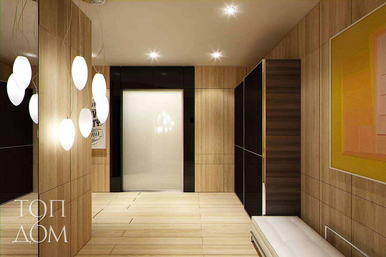 Lorong-ruang tamu (78 foto): Ruang tamu desain dikombinasikan dengan koridor di rumah pribadi dan apartemen, tata letak aula, dikombinasikan dengan lorong ke satu kamar 9096_62