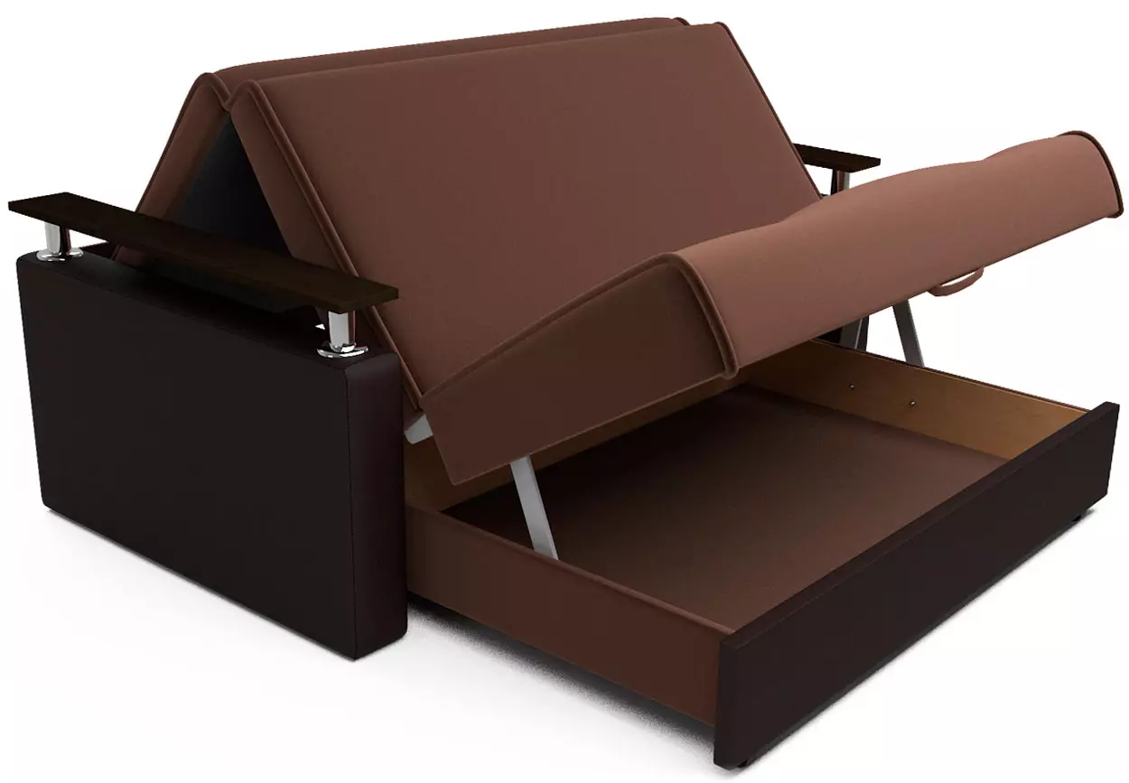 Sofas fizarmonikë me një dyshek ortopedik dhe sirtar prej liri: krevat sofas qoshe dhe modele të tjera 9103_17