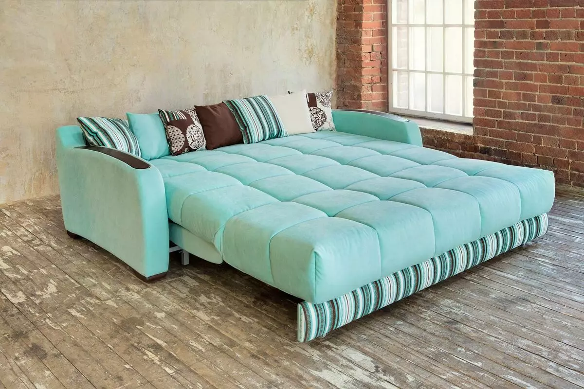 Sofa akordeon dengan kasur ortopedi dan loyer linen: tempat tidur sofa sudut dan model lainnya 9103_2