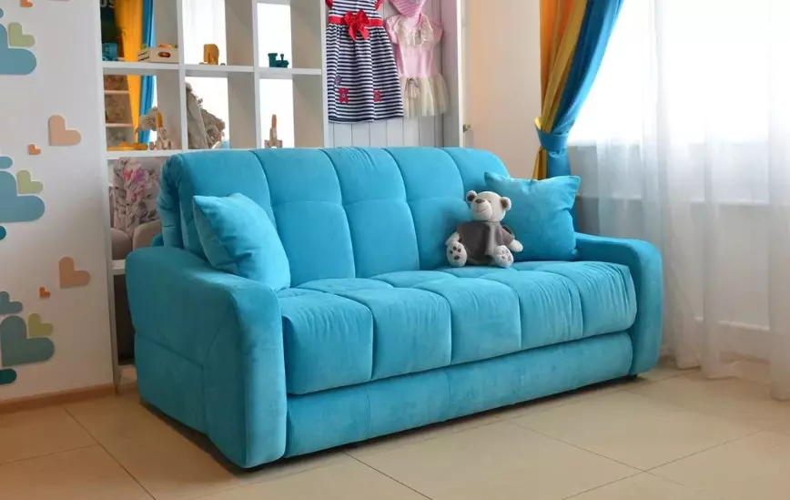 Sofa akordeon dengan kasur ortopedi dan loyer linen: tempat tidur sofa sudut dan model lainnya 9103_4