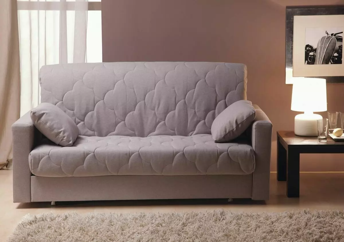 Akòdeyon sofa ak yon matla òtopedik ak tiwa twal fin blan: kabann kwen sofa ak lòt modèl 9103_40