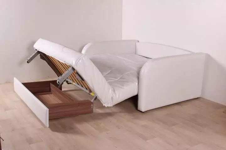 Sofás de acordeón con colchón ortopédico e caixón de liño: camas de sofás de canto e outros modelos 9103_5