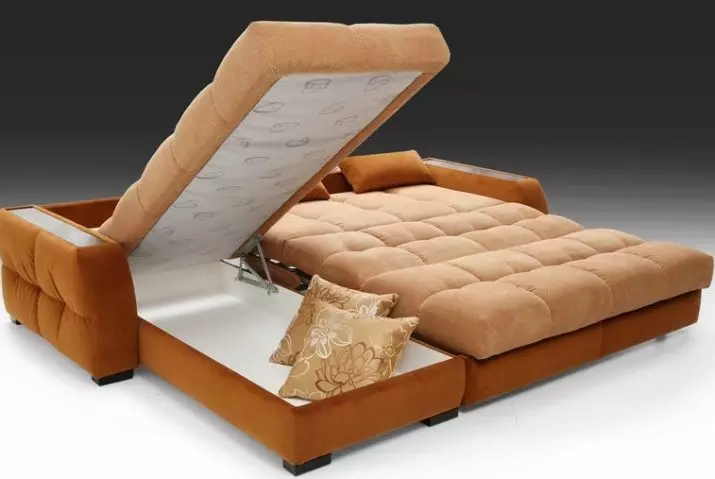 Sofa akordeon dengan kasur ortopedi dan loyer linen: tempat tidur sofa sudut dan model lainnya 9103_9