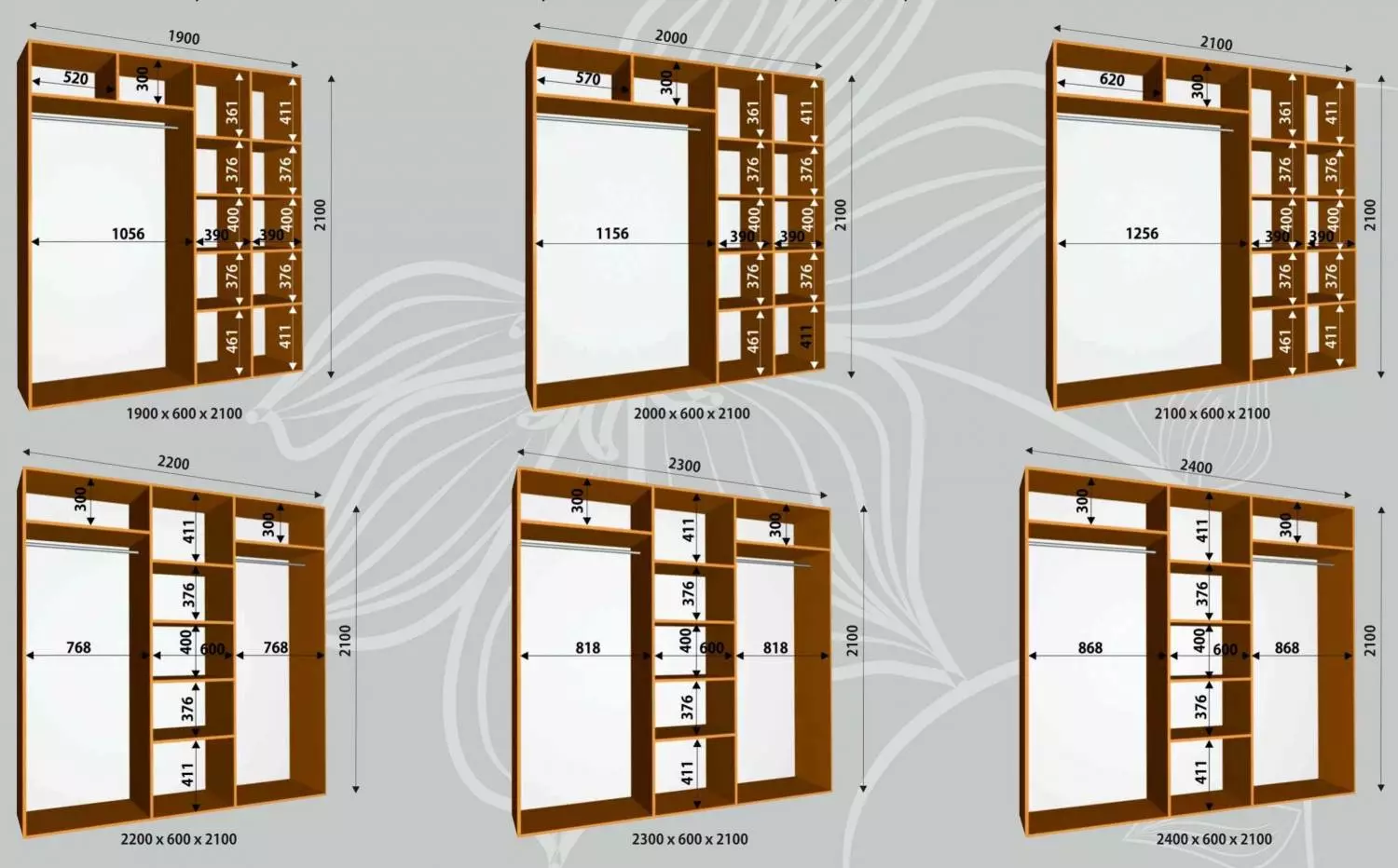 走廊中机柜的尺寸（27张照片）：深度30,35,40和45,50和90厘米，宽度2和3米，橱柜舱的标准高度 9114_14