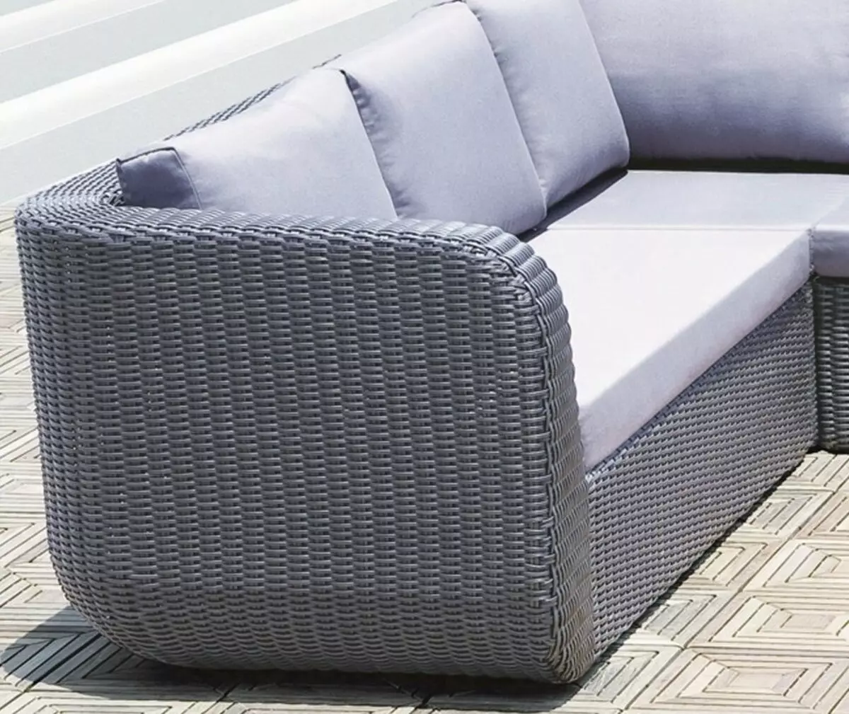 Sofa rotan buatan: sofa taman anyaman sudut dan lurus, bulat, 3-lokal dan model ganda 9115_11