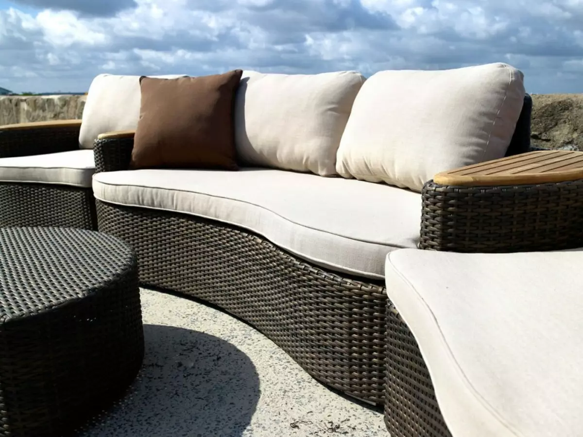 Sofa rotan buatan: sofa taman anyaman sudut dan lurus, bulat, 3-lokal dan model ganda 9115_26