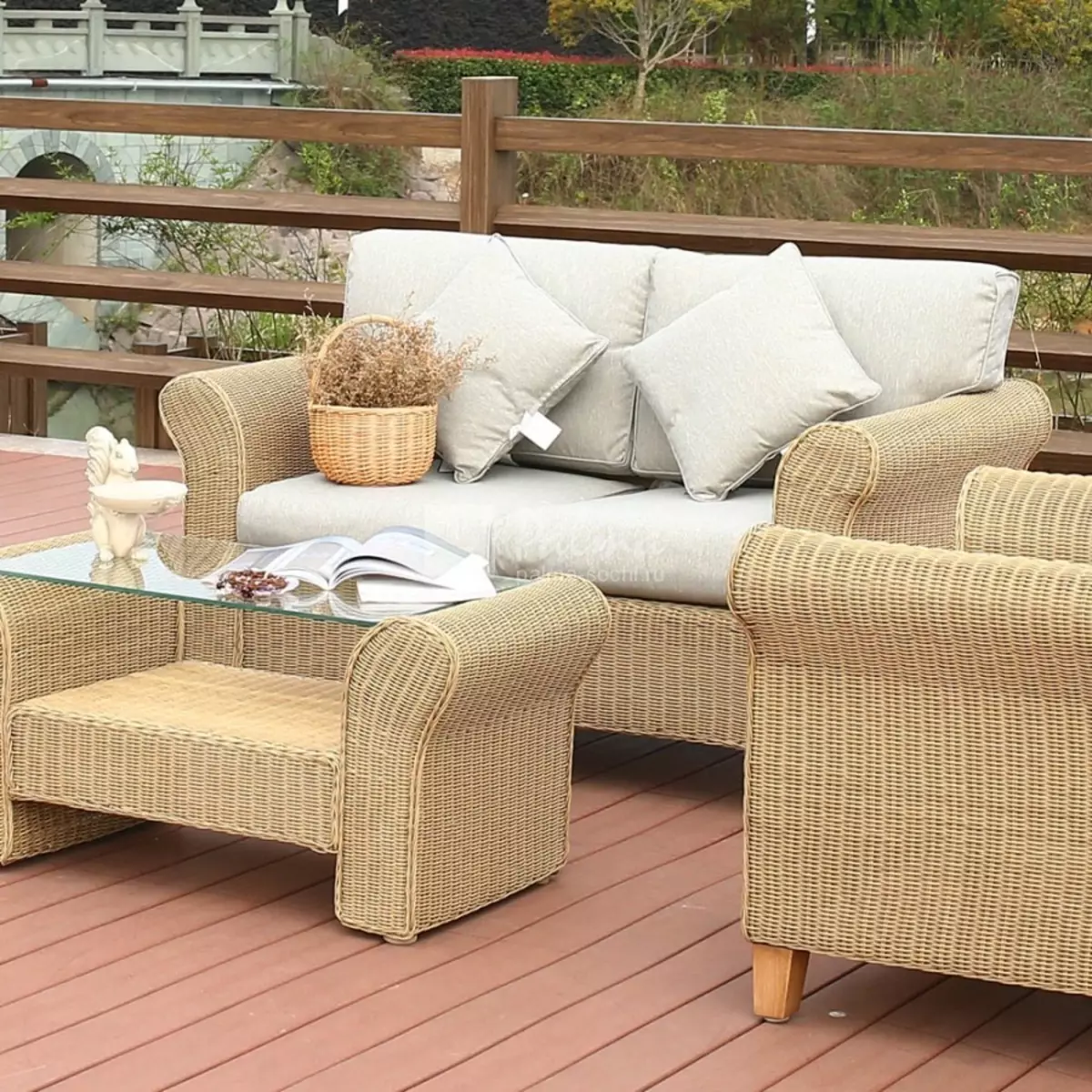 Ghế sofa mây nhân tạo: Ghế sofa Góc và Vườn Wicker thẳng, Vòng, 3-Local và Double Model 9115_37