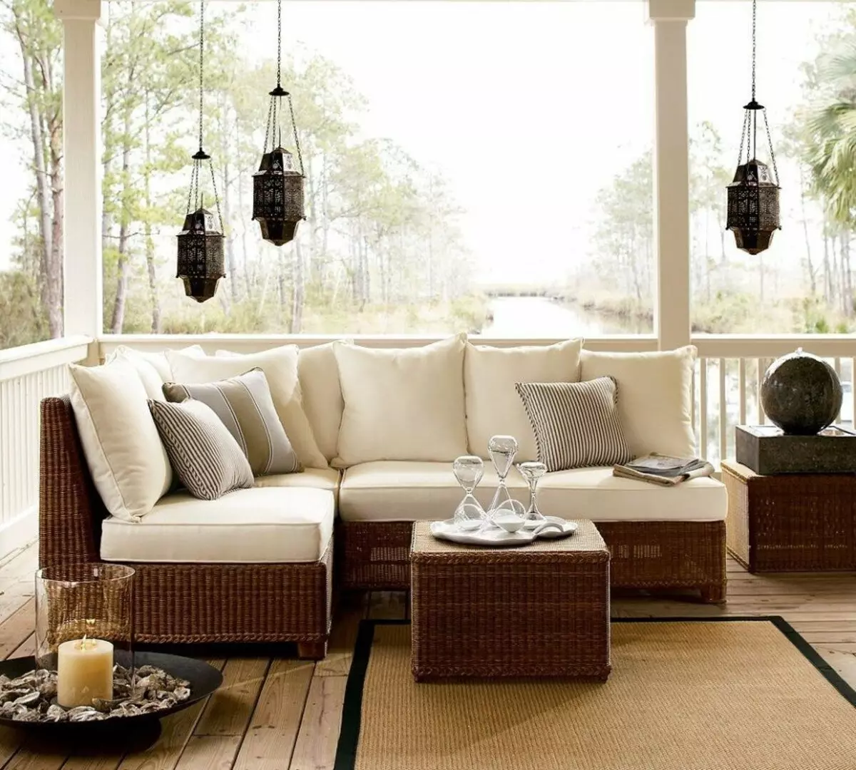 Sofa rotan buatan: sofa taman anyaman sudut dan lurus, bulat, 3-lokal dan model ganda 9115_7
