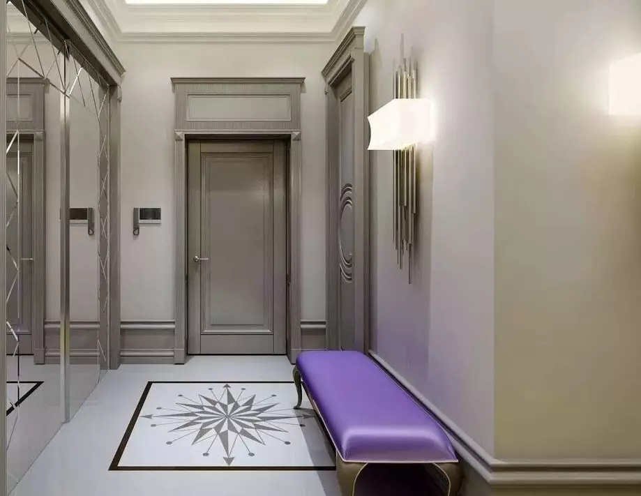 狹窄的走廊大廳（74張照片）：公寓設計中的鏡子走廊，內置角度家具深度30厘米和走廊中的模塊化牆 9116_14