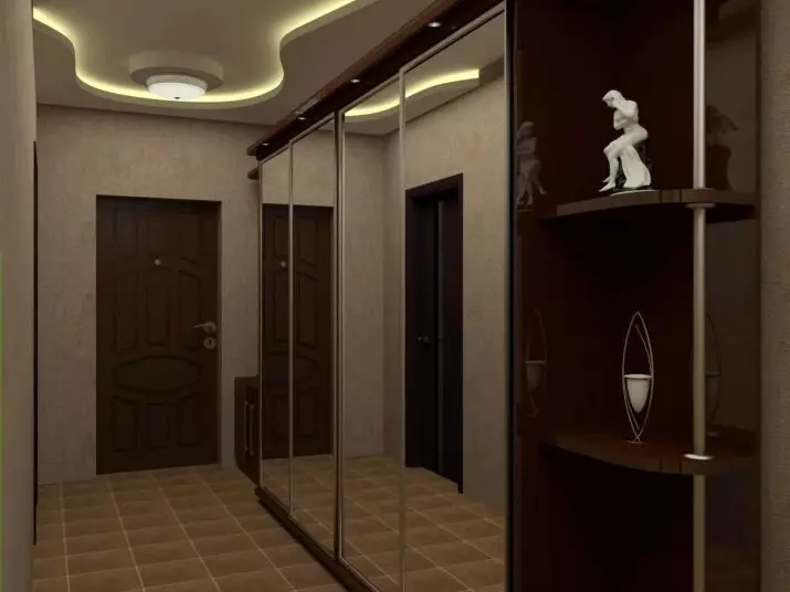 狹窄的走廊大廳（74張照片）：公寓設計中的鏡子走廊，內置角度家具深度30厘米和走廊中的模塊化牆 9116_15