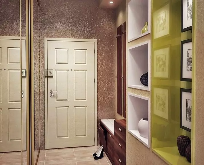 狹窄的走廊大廳（74張照片）：公寓設計中的鏡子走廊，內置角度家具深度30厘米和走廊中的模塊化牆 9116_2