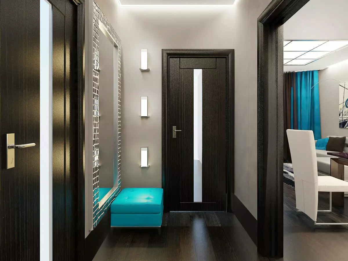 狹窄的走廊大廳（74張照片）：公寓設計中的鏡子走廊，內置角度家具深度30厘米和走廊中的模塊化牆 9116_20