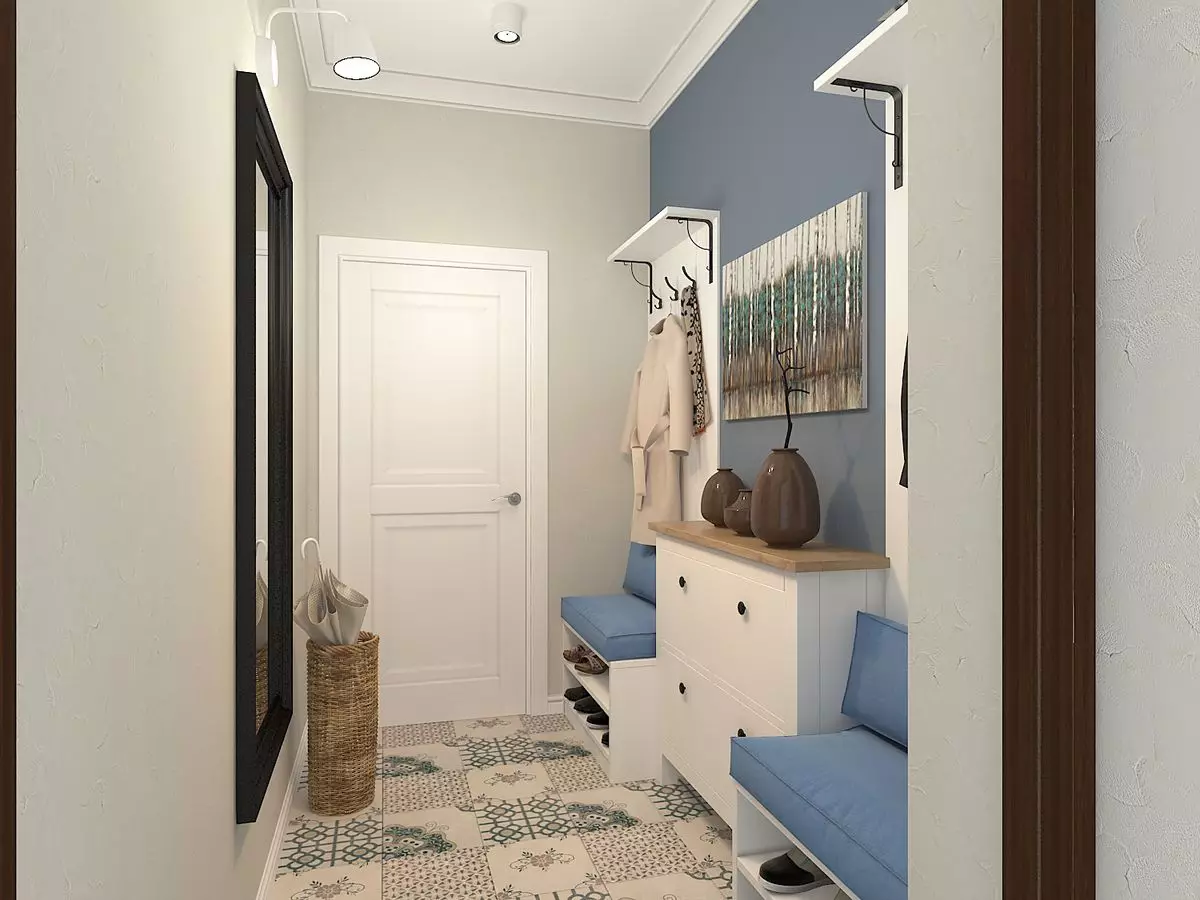 狹窄的走廊大廳（74張照片）：公寓設計中的鏡子走廊，內置角度家具深度30厘米和走廊中的模塊化牆 9116_49