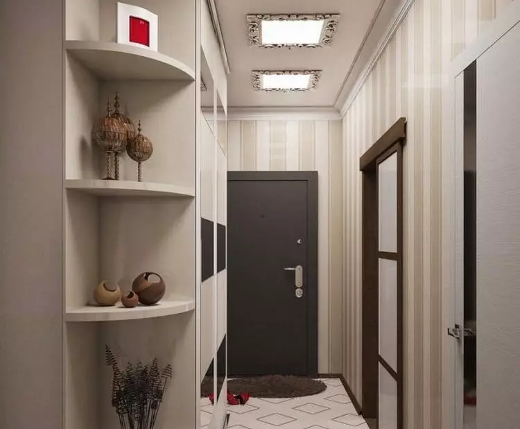 狹窄的走廊大廳（74張照片）：公寓設計中的鏡子走廊，內置角度家具深度30厘米和走廊中的模塊化牆 9116_5