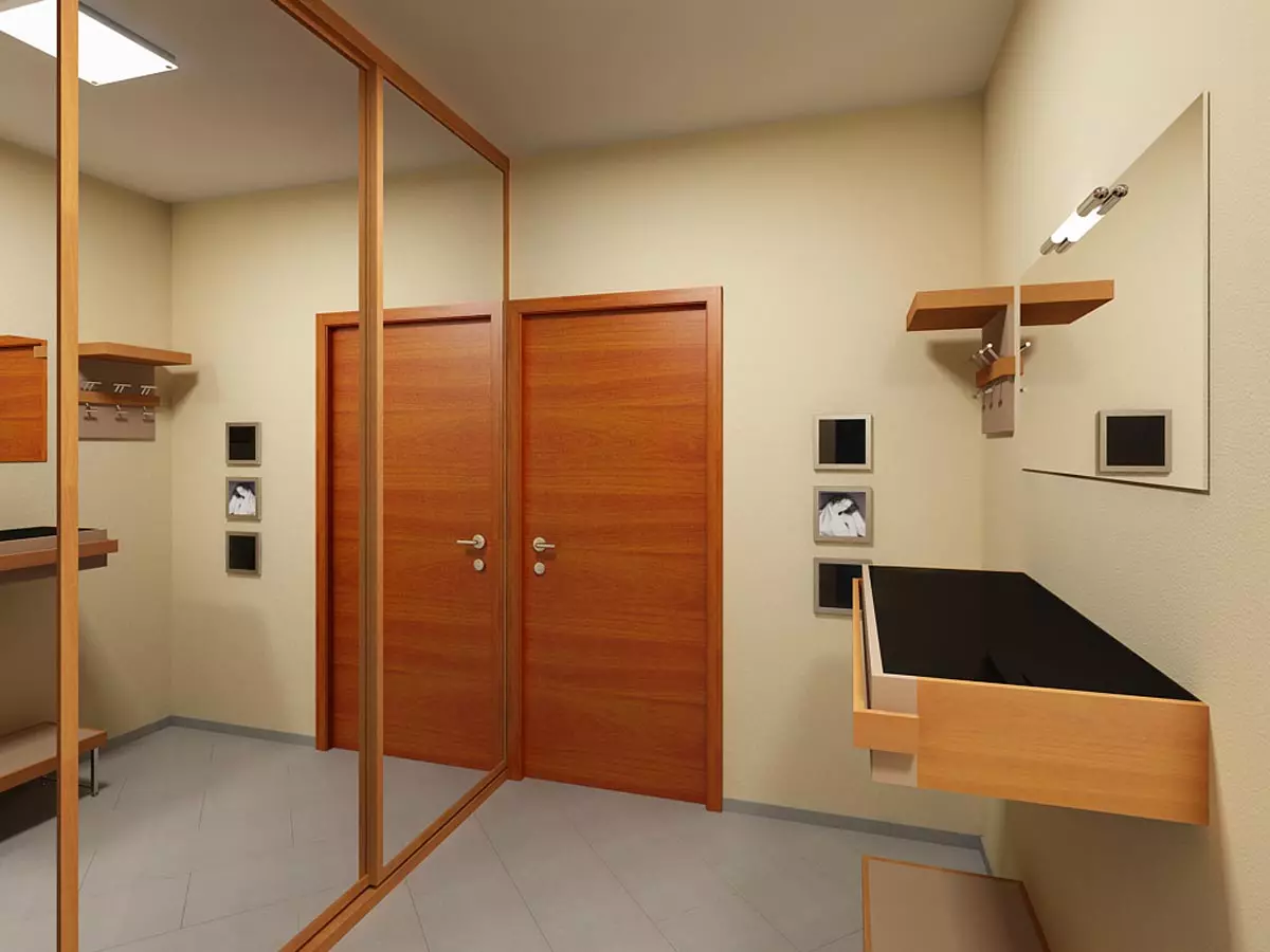 狹窄的走廊大廳（74張照片）：公寓設計中的鏡子走廊，內置角度家具深度30厘米和走廊中的模塊化牆 9116_53