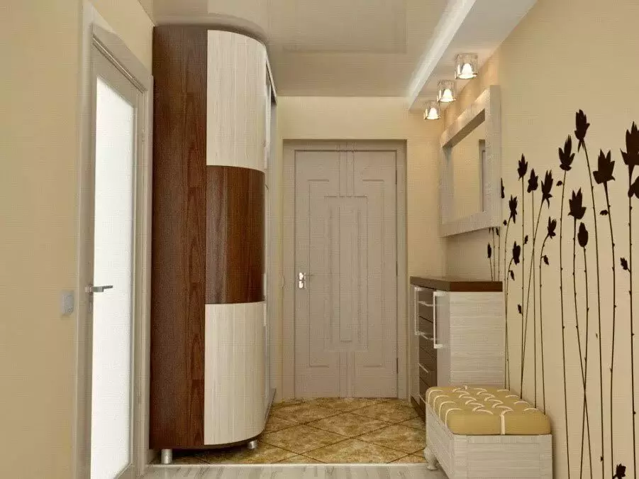 狹窄的走廊大廳（74張照片）：公寓設計中的鏡子走廊，內置角度家具深度30厘米和走廊中的模塊化牆 9116_6