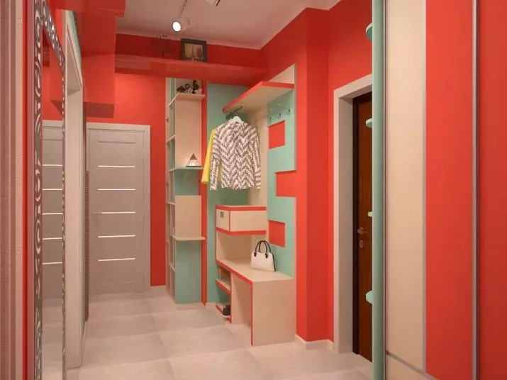 狹窄的走廊大廳（74張照片）：公寓設計中的鏡子走廊，內置角度家具深度30厘米和走廊中的模塊化牆 9116_69
